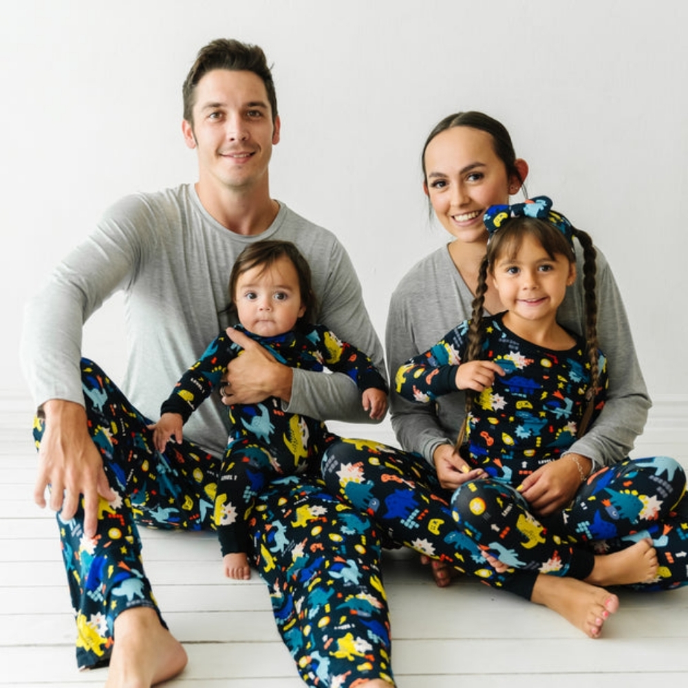 🦖🎮NIB Little Sleepies Next-level Dinos 2 piece long sleeve bamboo pj set - Picture 5 of 7